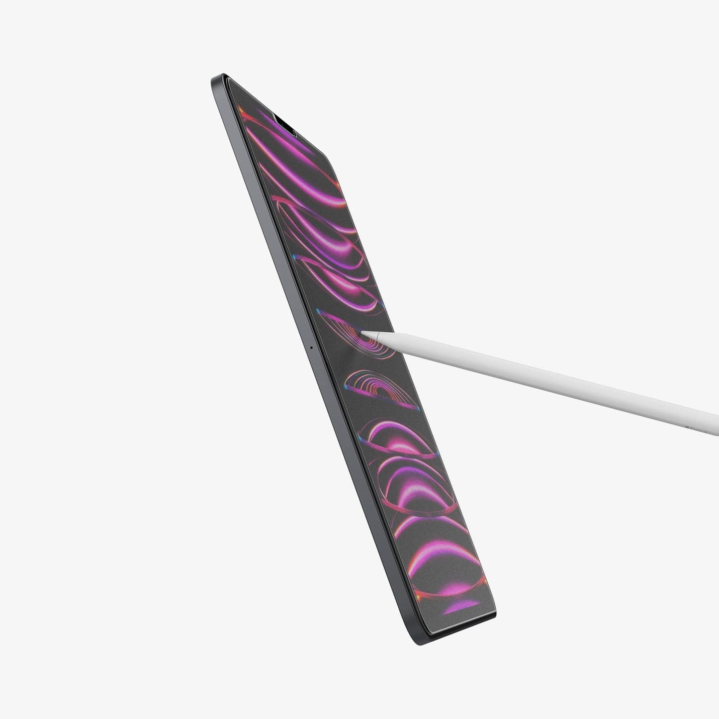 AGL06349 - iPad Pro 12.9" (2022/2021) Screen Protector Paper Touch EZ Fit showing the side and partial front with pencil touching screen