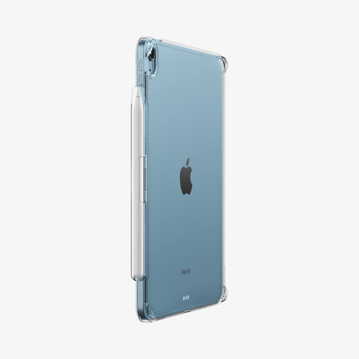 ACS05266 - iPad Air 10.9" Case Air Skin Hybrid in crystal clear showing the back and side with pen in slot