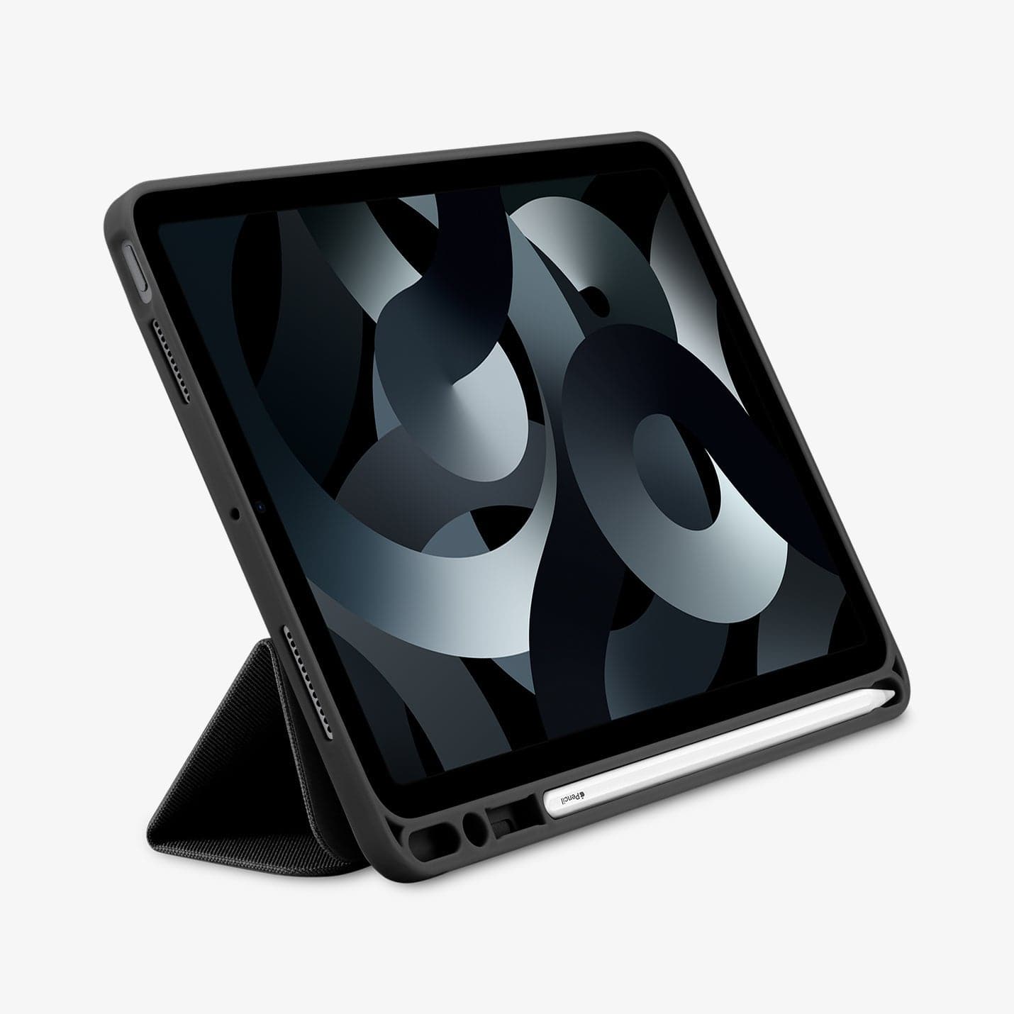 ACS01943 - iPad Air 10.9" Case Urban Fit in black showing the front with device propped up by built in kickstand