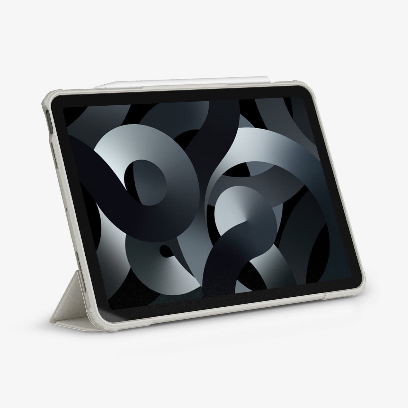 ACS06074 - iPad Air 10.9" Case Air Skin Pro in gray showing the front with device propped up by built in kickstand