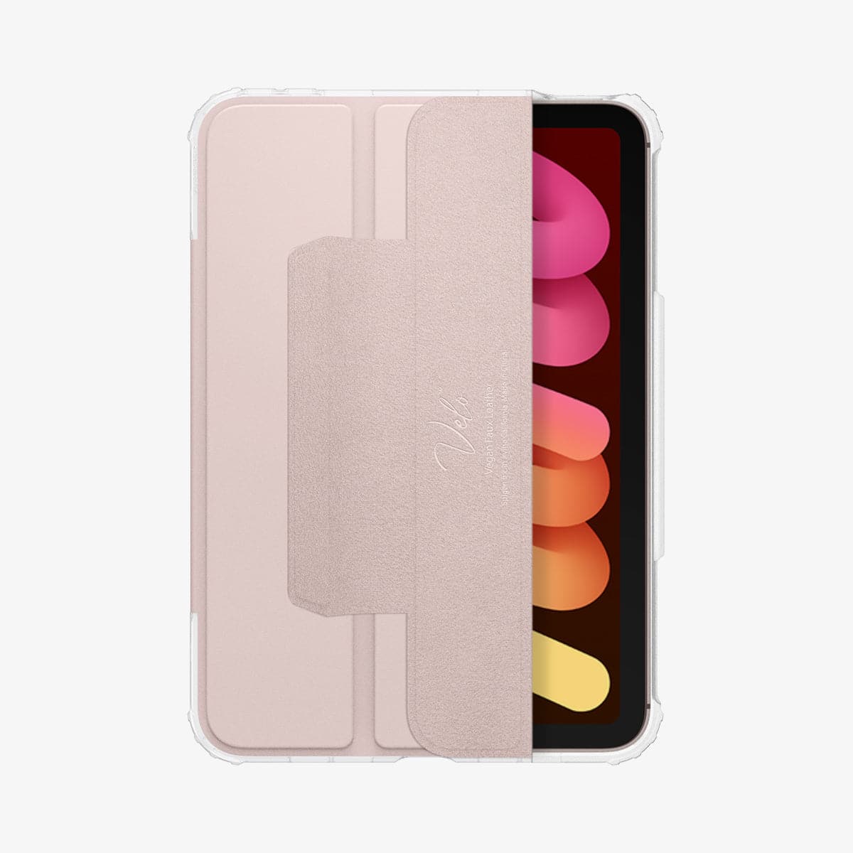 ACS03896 - iPad Mini 6 Case Ultra Hybrid Pro in rose gold showing the front with cover flap slightly open