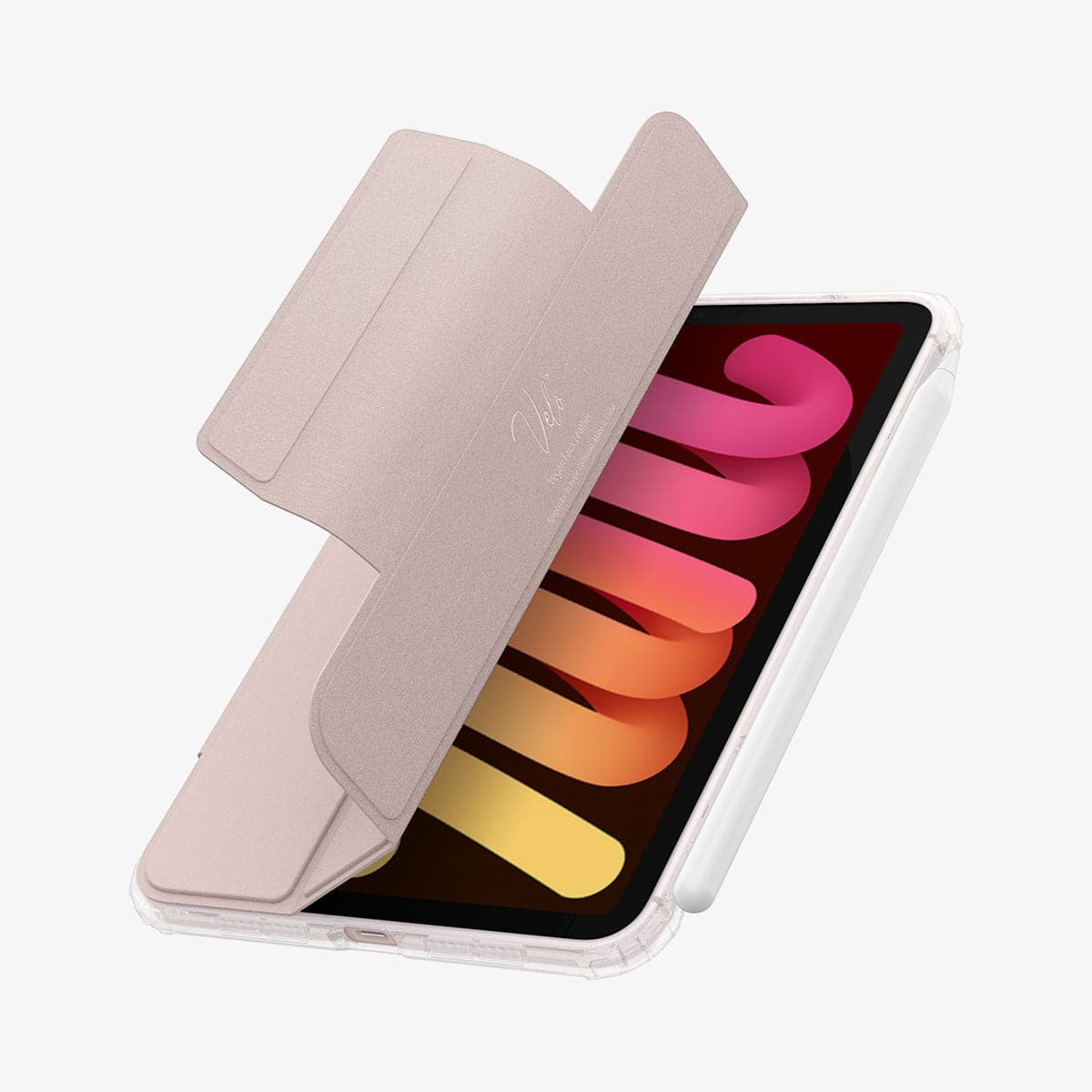ACS03896 - iPad Mini 6 Case Ultra Hybrid Pro in rose gold showing the front with cover half open