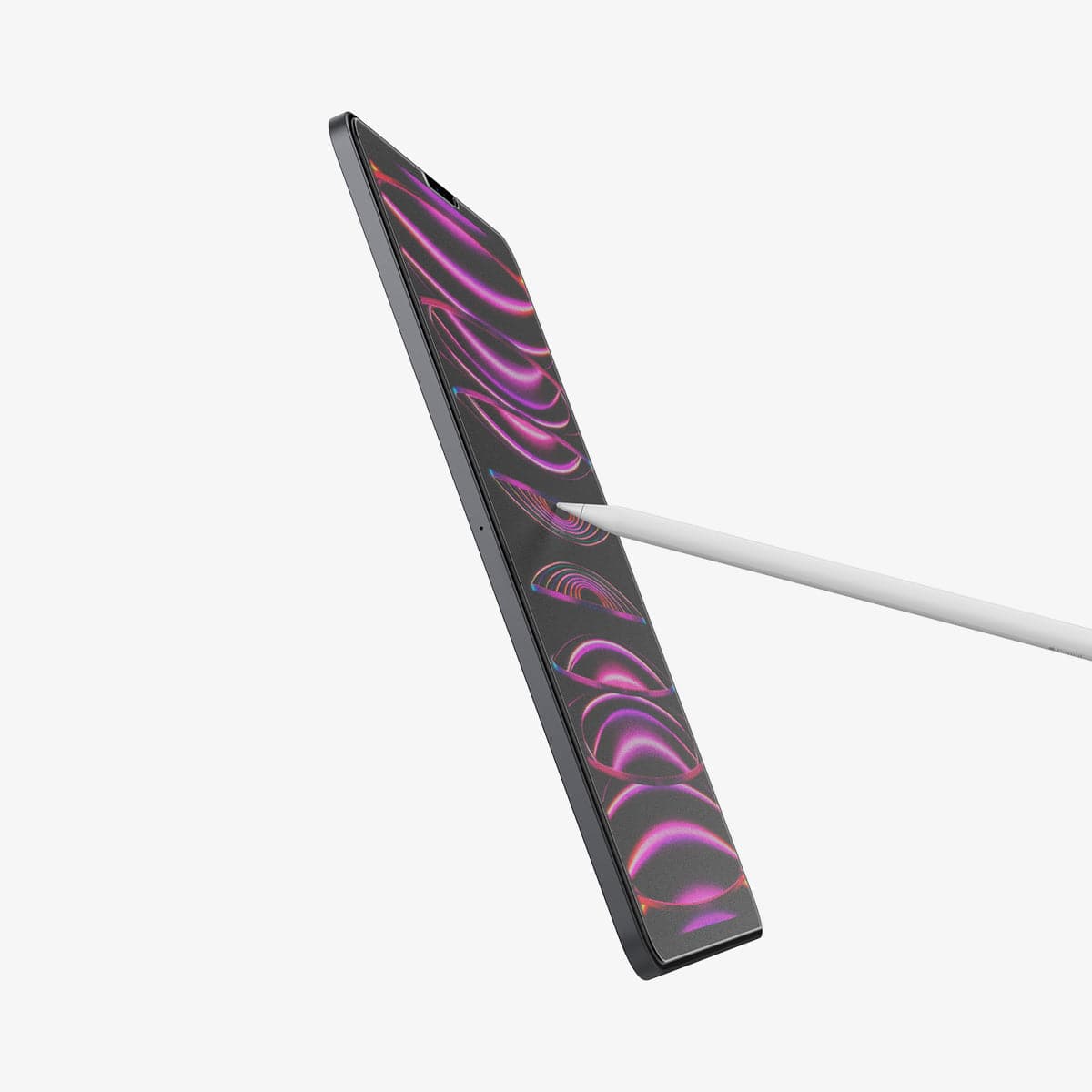 AGL02761 - iPad Pro 11" Screen Protector Paper Touch EZ Fit showing the side and partial front with pencil touching screen