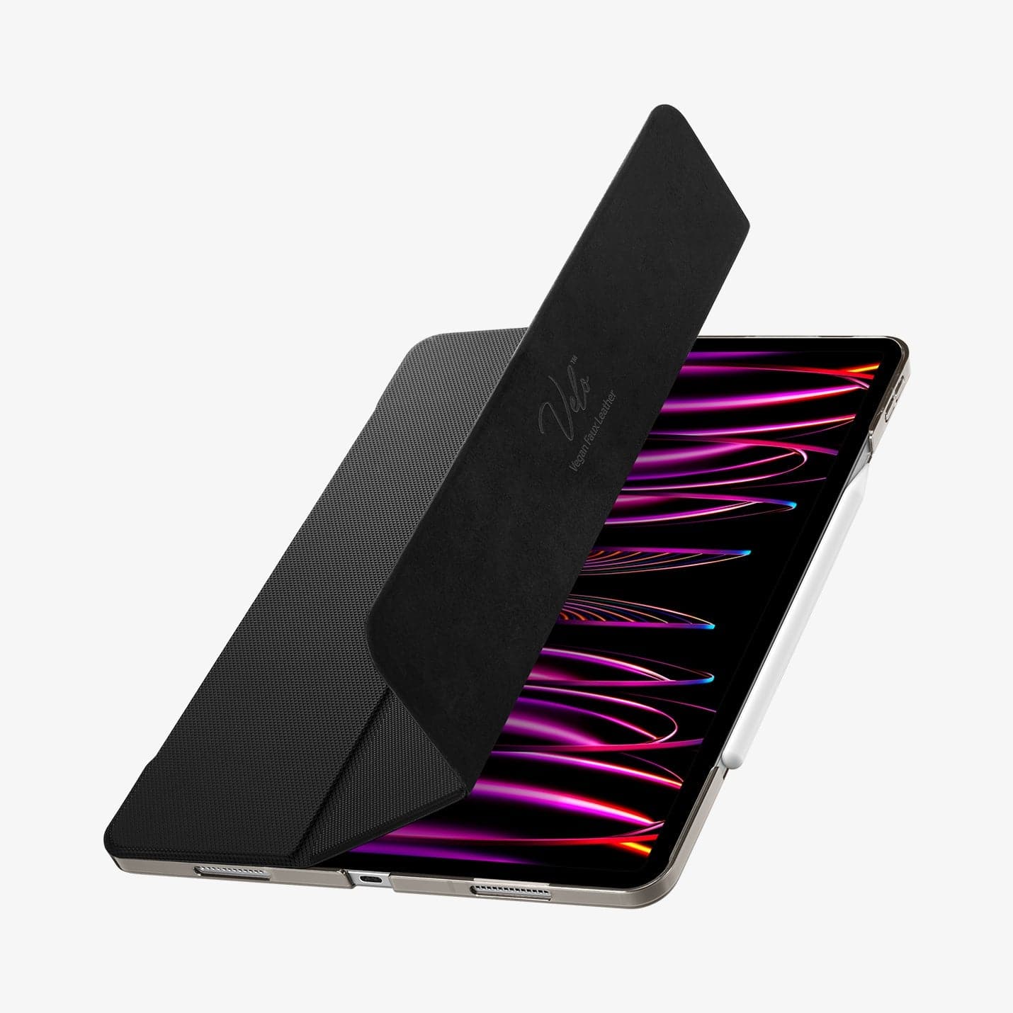 ACS02884 - iPad Pro 12.9" (2022/2021) Case Liquid Air Folio in black showing the front with cover half open