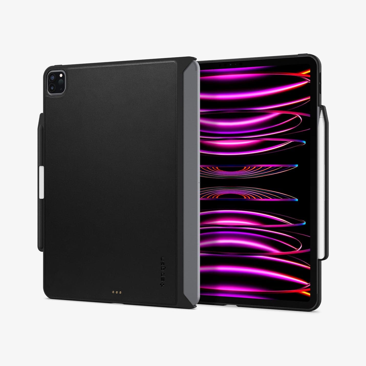 ACS05468 - iPad Pro 12.9" Case Thin Fit Pro in black showing the back and front