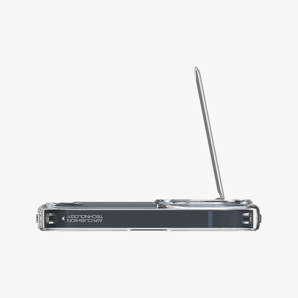 ACS05051 - iPhone 14 Case Ultra Hybrid S in crystal clear showing the top with kickstand extended out
