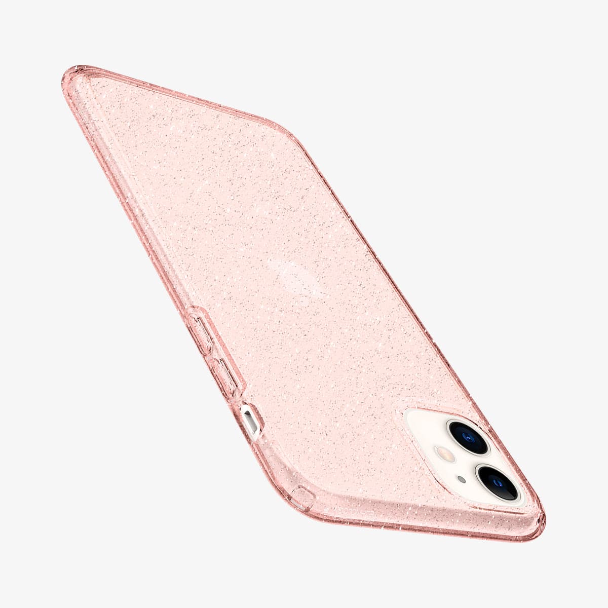 076CS27182 - iPhone 11 Case Liquid Crystal Glitter in rose quartz showing the back, side and top