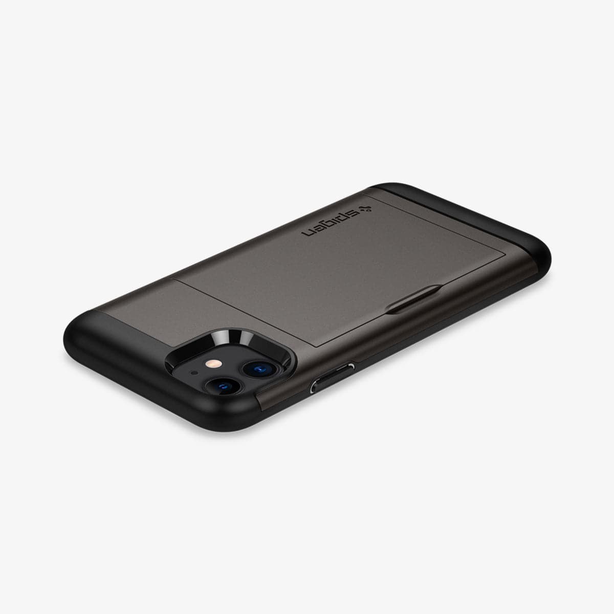 076CS27436 - iPhone 11 Case Slim Armor CS in gunmetal showing the back, side and top
