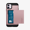 076CS27437 - iPhone 11 Case Slim Armor CS in rose gold showing the back with card in slot