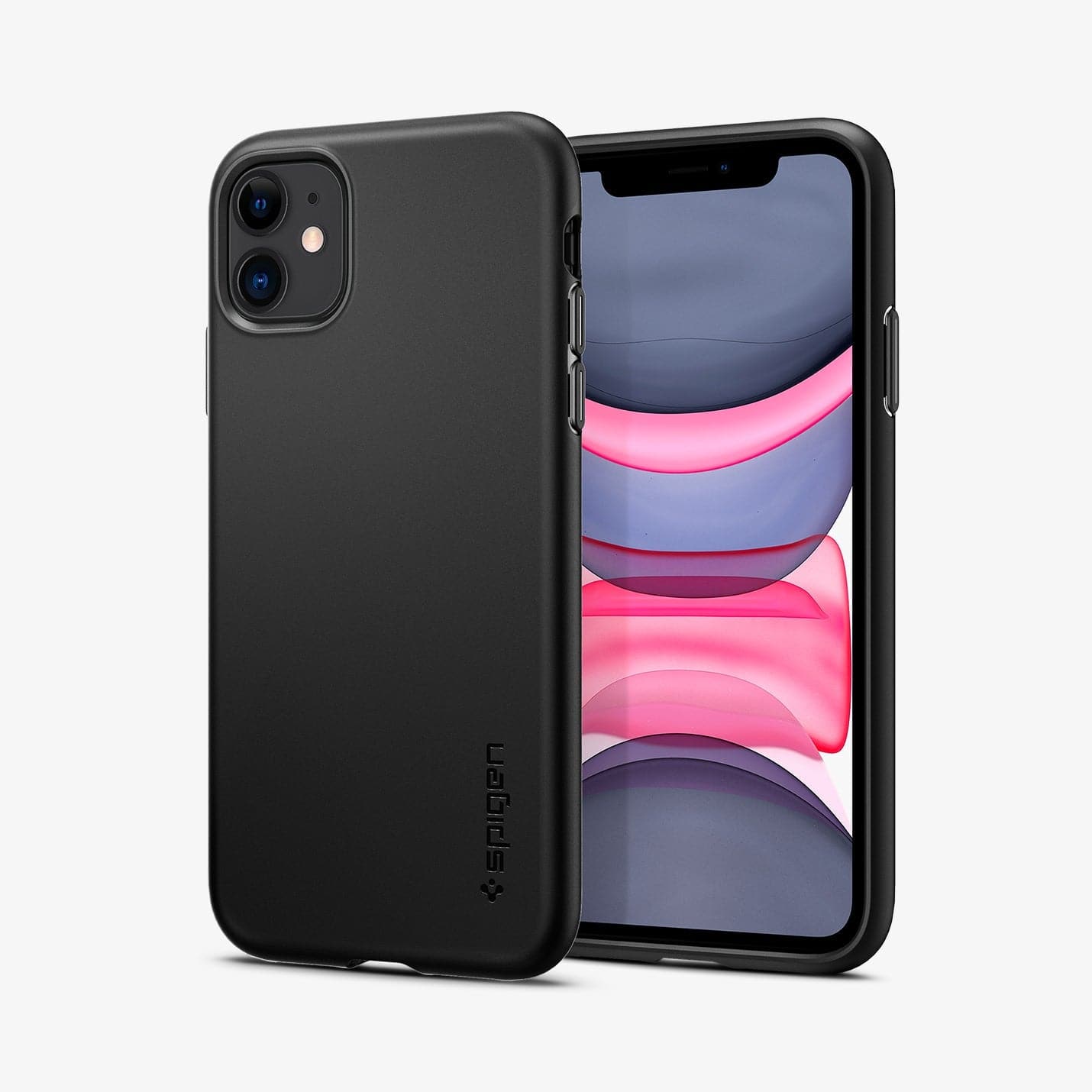 ACS02041 - iPhone 11 Case Thin Fit Pro in black showing the back and front