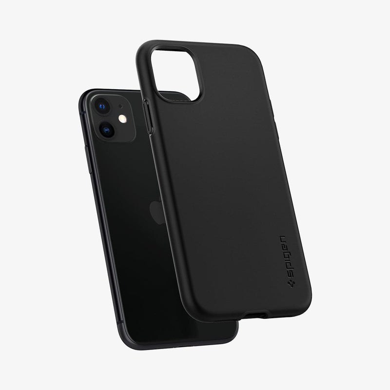 ACS02041 - iPhone 11 Case Thin Fit Pro in black showing the back with case hovering away from device