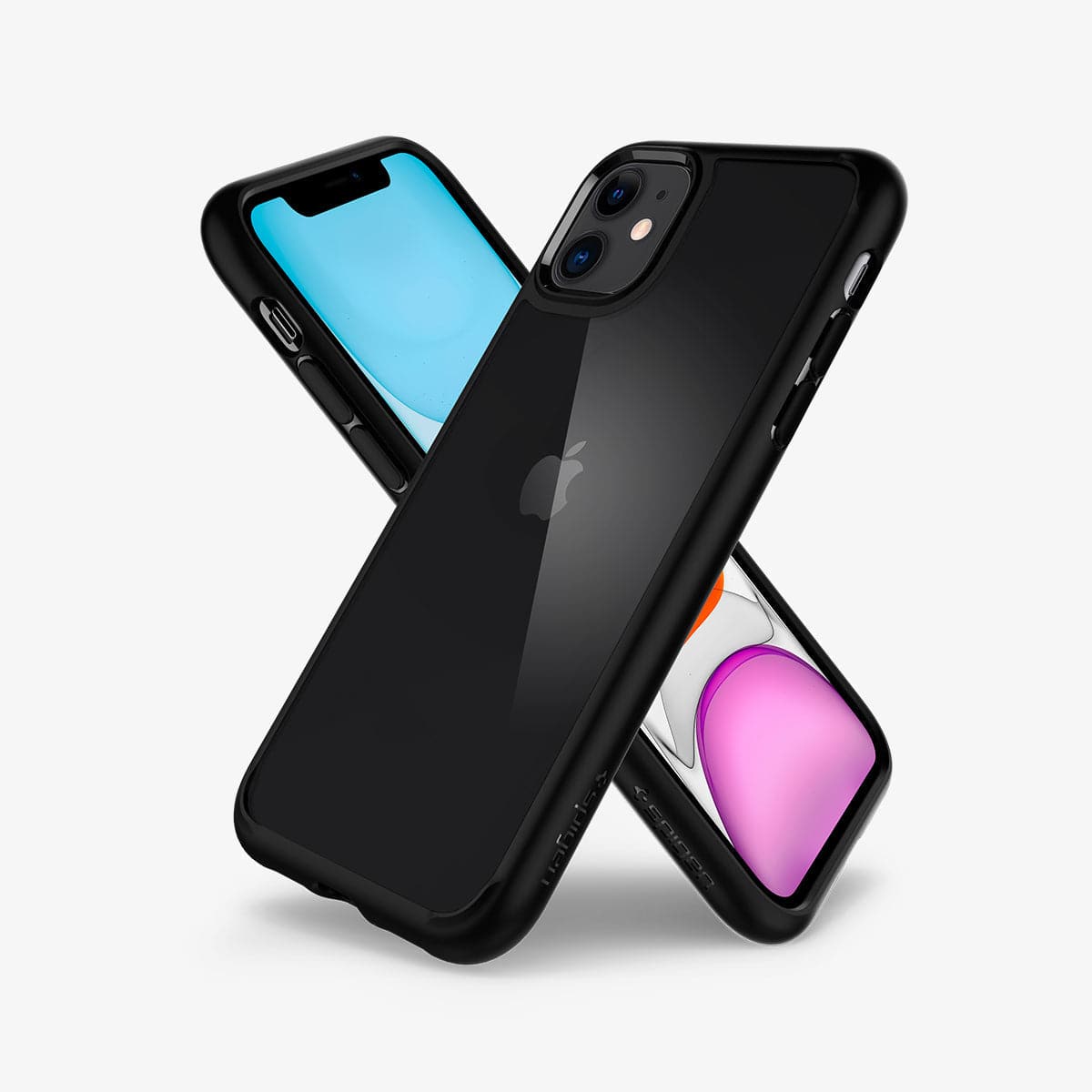 076CS27186 - iPhone 11 Case Ultra Hybrid in black showing the back, front and sides