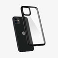 076CS27186 - iPhone 11 Case Ultra Hybrid in black showing the back with case hovering away from device