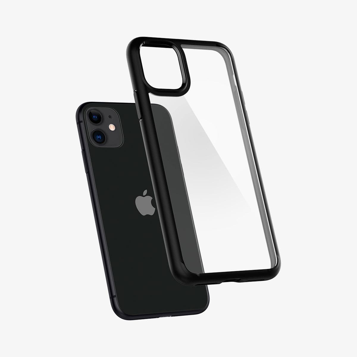 076CS27186 - iPhone 11 Case Ultra Hybrid in black showing the back with case hovering away from device