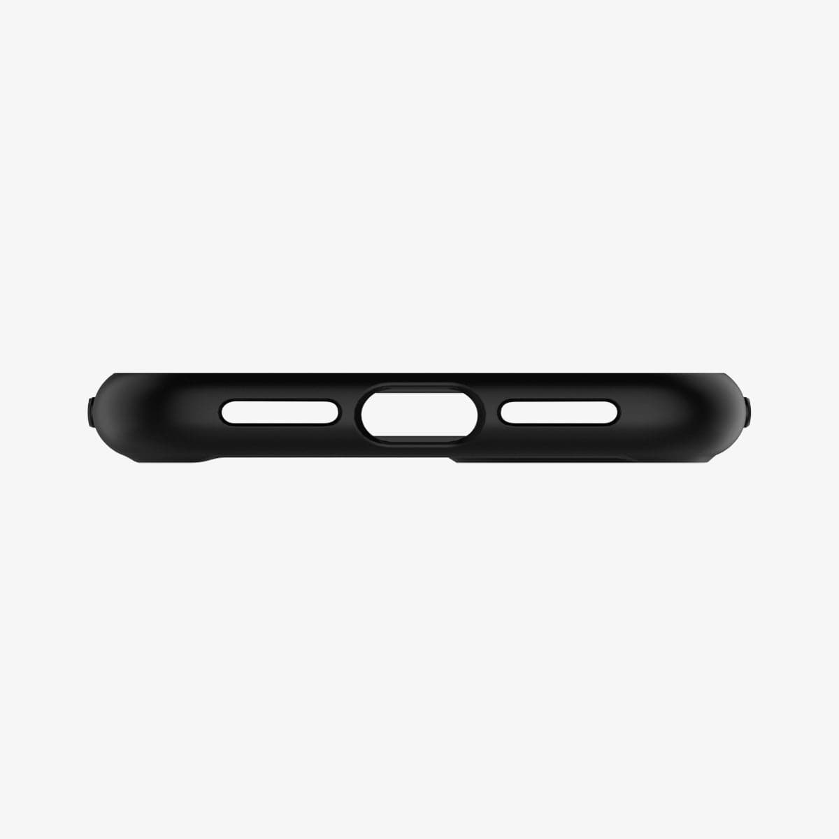 076CS27186 - iPhone 11 Case Ultra Hybrid in black showing the bottom with precise cutouts