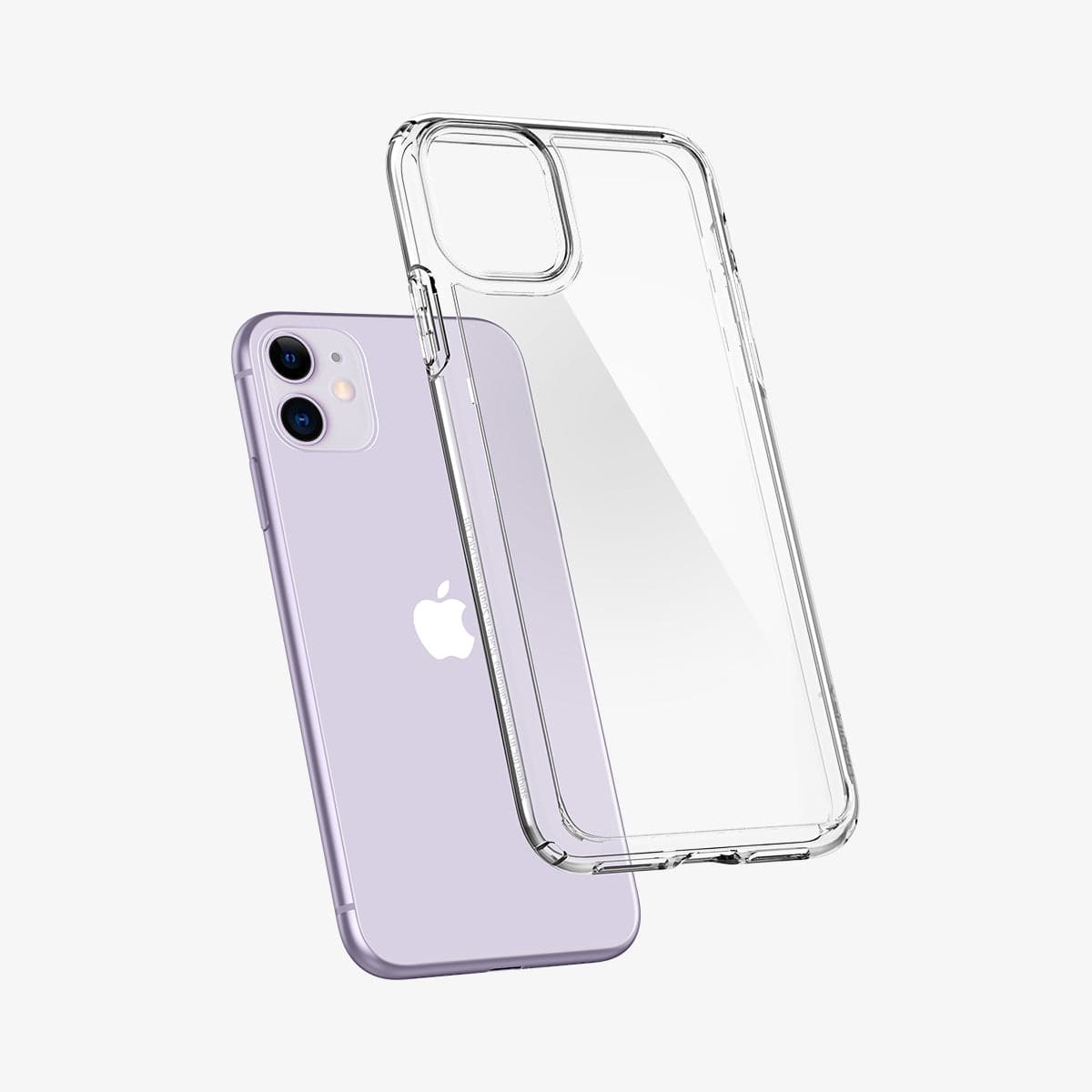 076CS27185 - iPhone 11 Case Ultra Hybrid in crystal clear showing the back with case hovering away from device