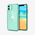 ACS00406 - iPhone 11 Case Ultra Hybrid in green crystal showing the back and front