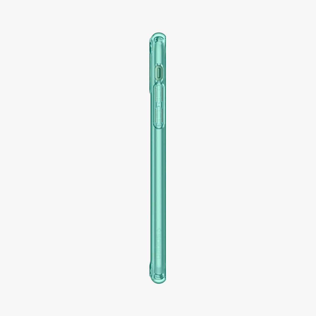 ACS00406 - iPhone 11 Case Ultra Hybrid in green crystal showing the side with volume controls
