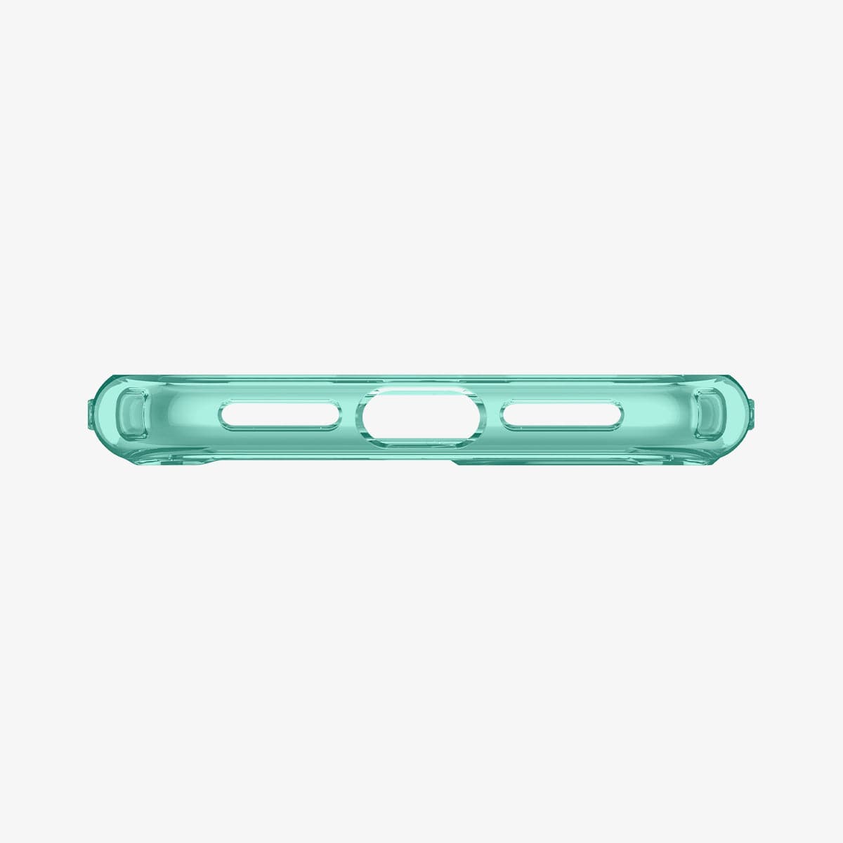 ACS00406 - iPhone 11 Case Ultra Hybrid in green crystal showing the bottom with precise cutouts