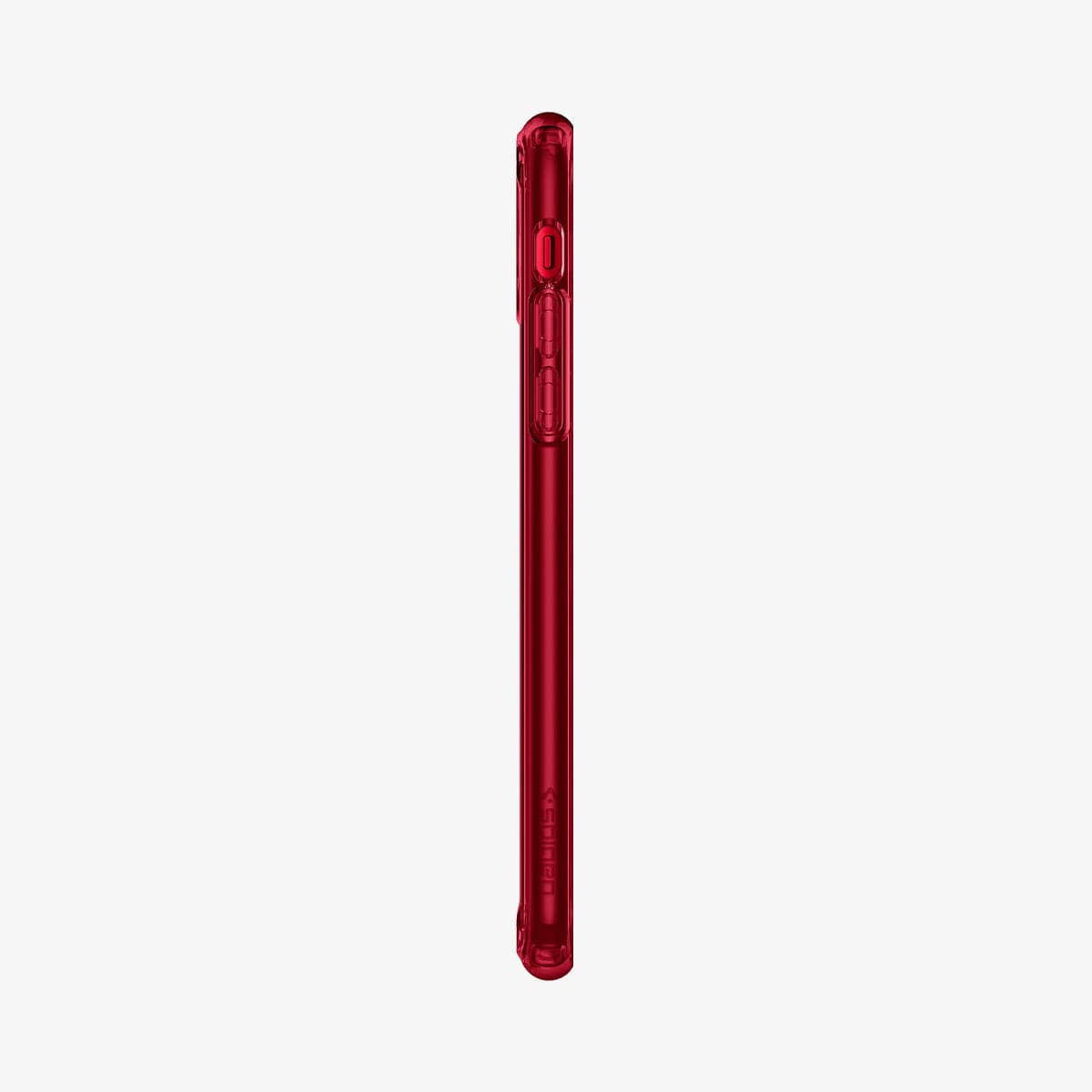ACS00405 - iPhone 11 Case Ultra Hybrid in red crystal showing the side with volume controls