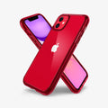 ACS00405 - iPhone 11 Case Ultra Hybrid in red crystal showing the back, front and sides