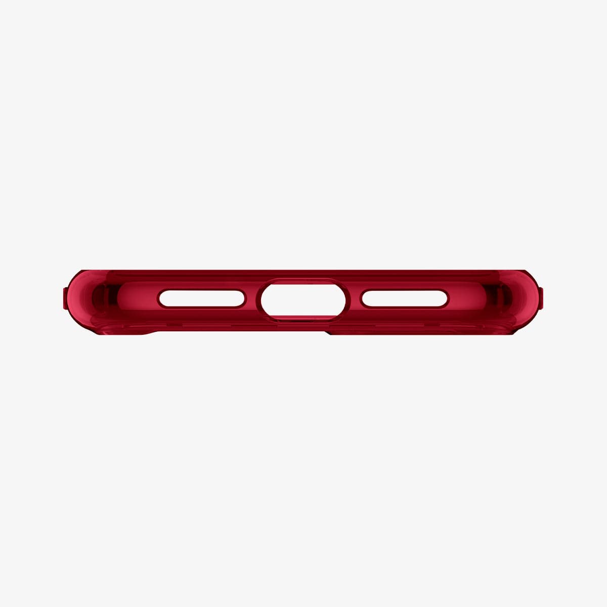 ACS00405 - iPhone 11 Case Ultra Hybrid in red crystal showing the bottom with precise cutouts
