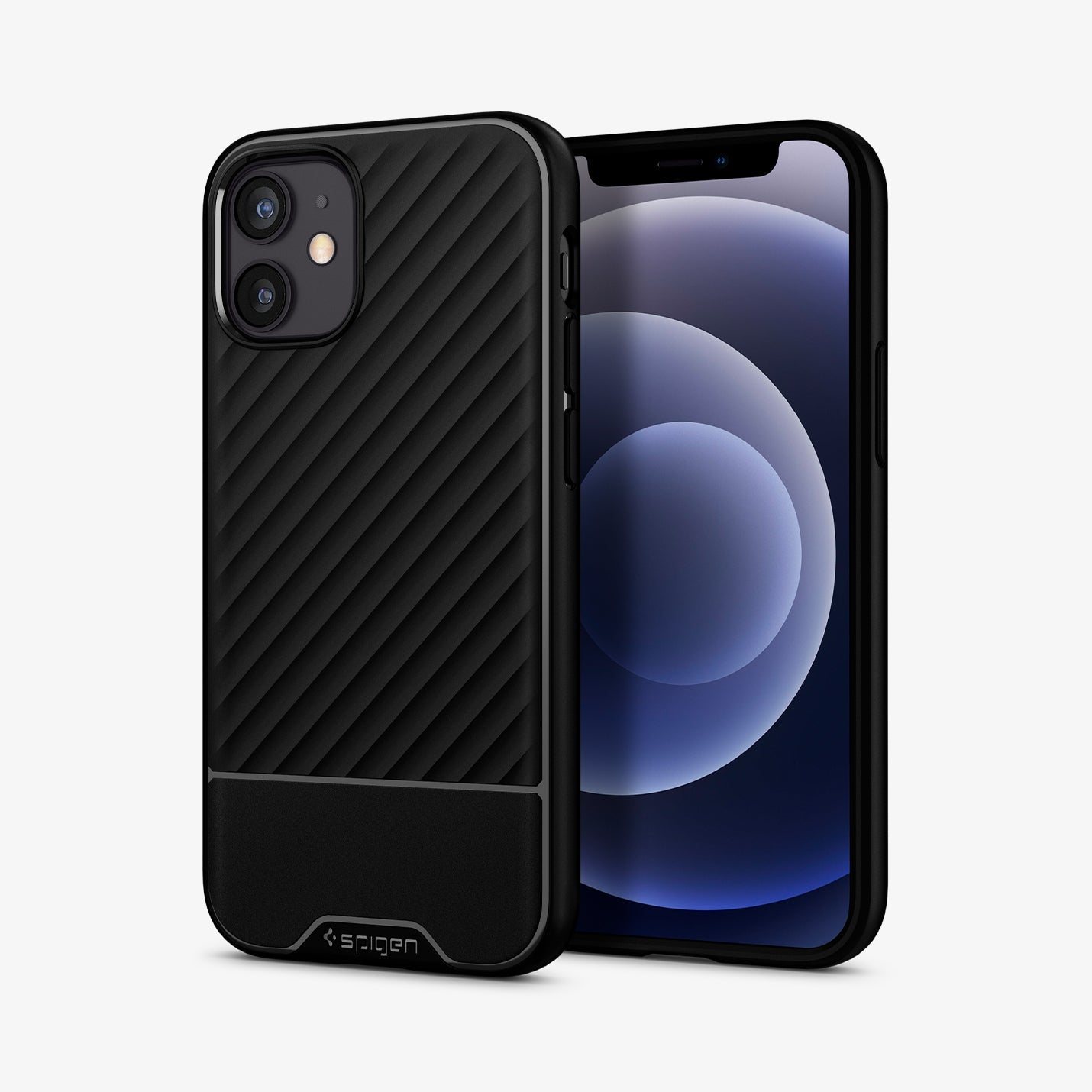 ACS01537 - iPhone 12 Mini Case Core Armor in matte black showing the back and front
