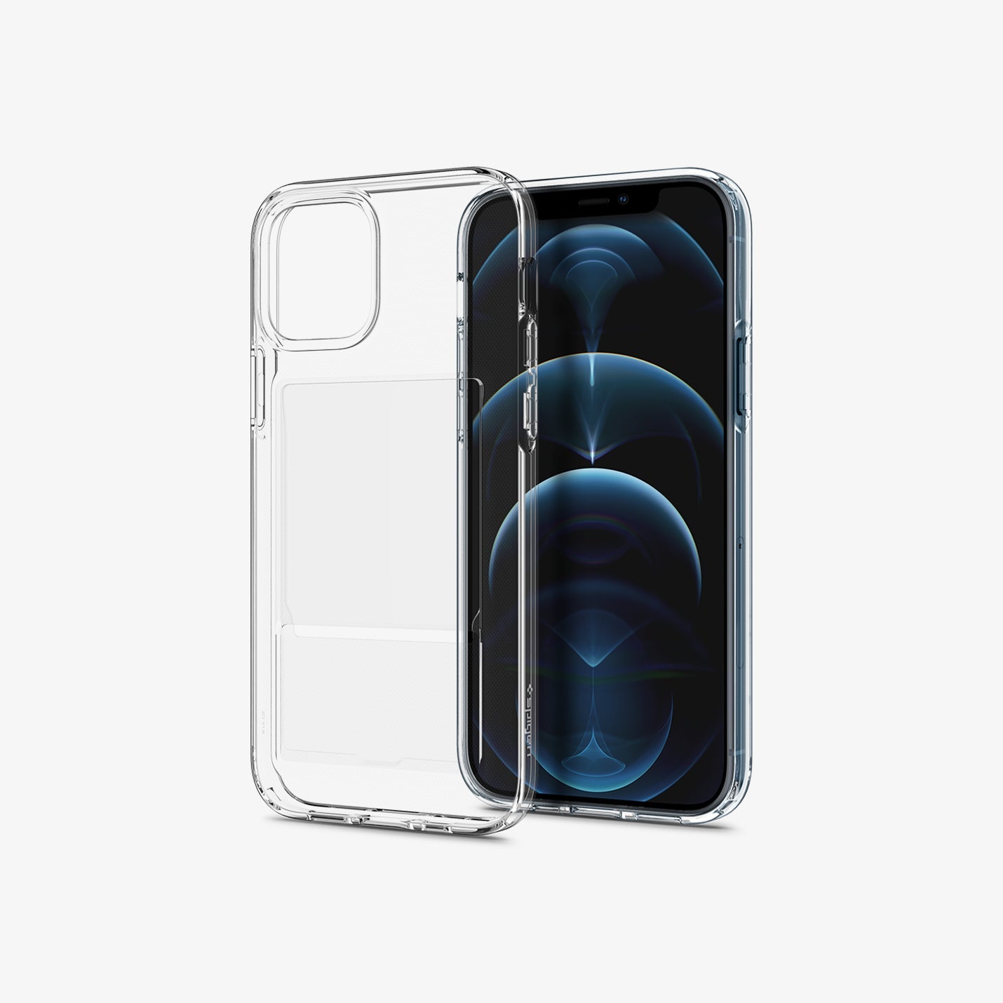 ACS02576 - iPhone 12 / iPhone 12 Pro Case Crystal Slot in crystal clear showing the back and front