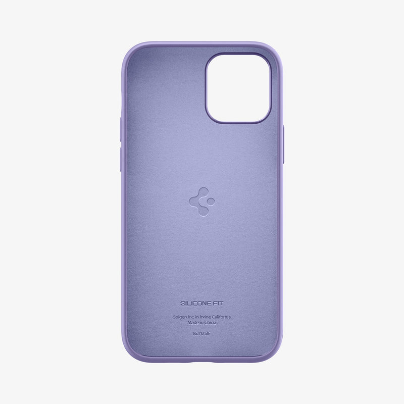 ACS03114 - iPhone 12 / 12 Pro Case Silicone Fit in iris purple showing the inside of case
