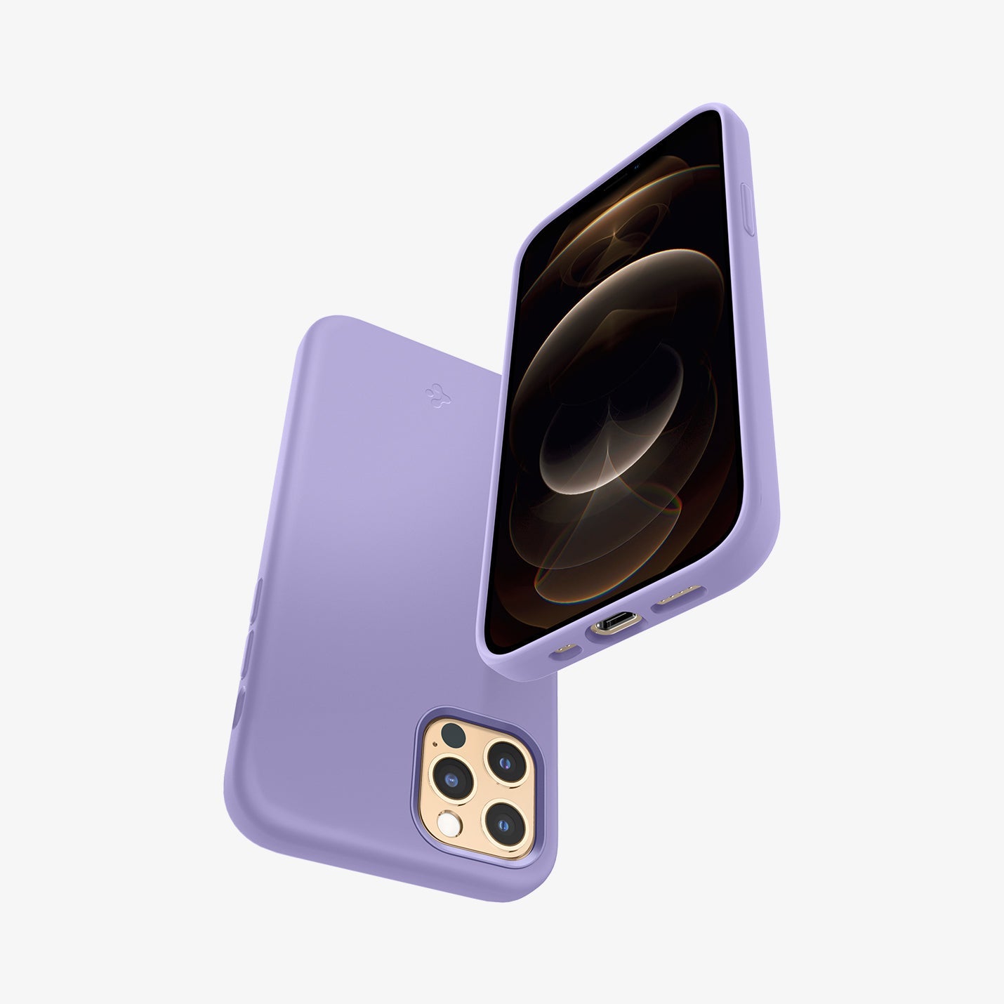 ACS03114 - iPhone 12 / 12 Pro Case Silicone Fit in iris purple showing the back, front, sides, top and bottom