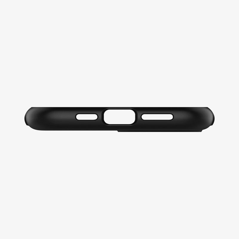 ACS01479 - iPhone 12 Pro Max Case Slim Armor in black showing the bottom with precise cutouts