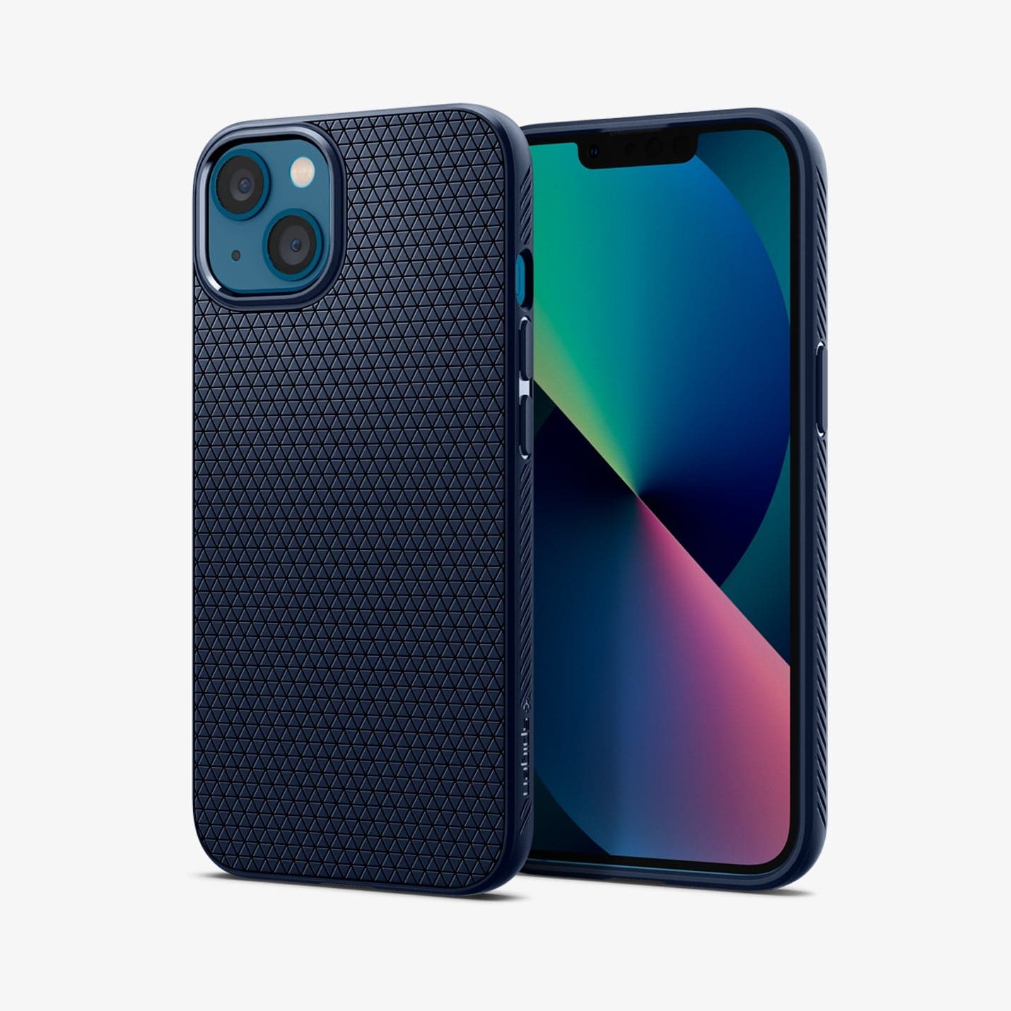 ACS03520 - iPhone 13 Case Liquid Air in navy blue showing the back and front