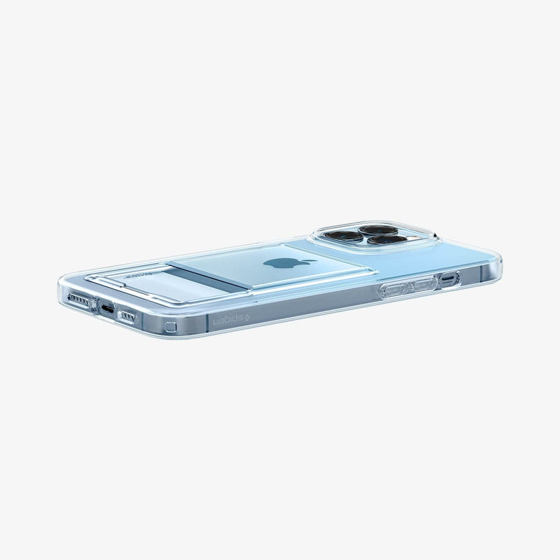 ACS03216 - iPhone 13 Pro Max Case Crystal Slot in crystal clear showing the back, side and bottom