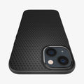 ACS03315 - iPhone 13 Mini Case Liquid Air in black showing the top and back with closeup of camera lens