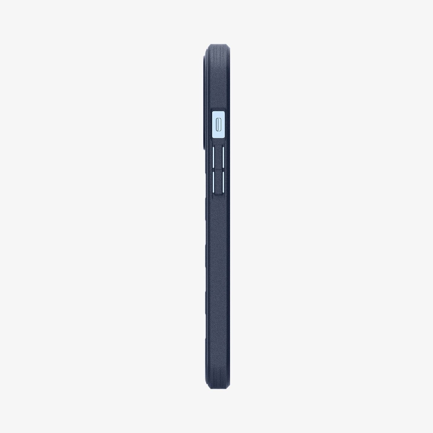ACS03292 - iPhone 13 Pro Case Geo 360 in navy blue showing the side with volume controls