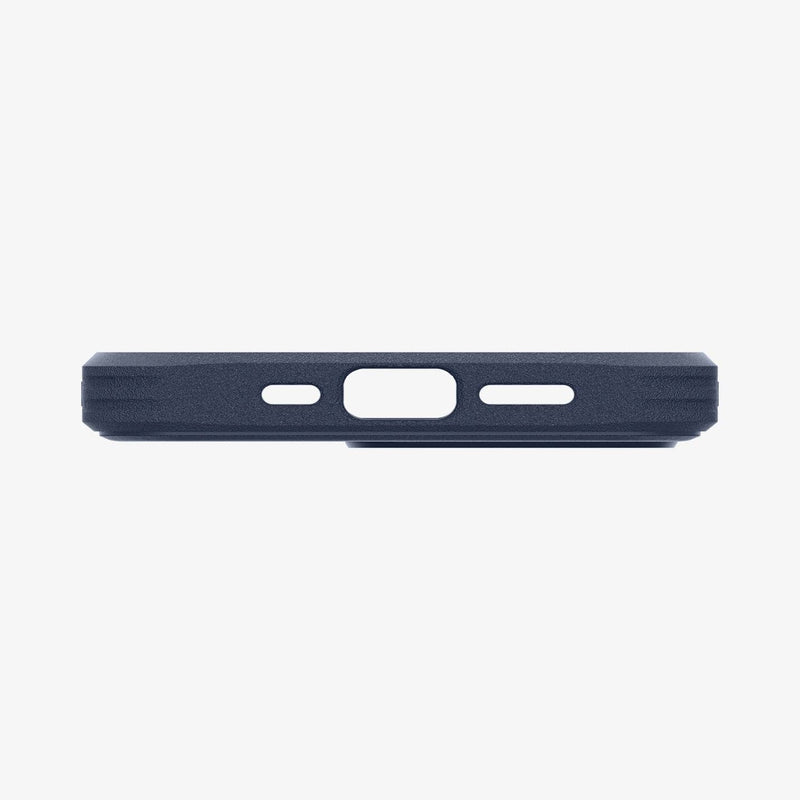 ACS03292 - iPhone 13 Pro Case Geo 360 in navy blue showing the bottom with precise cutouts