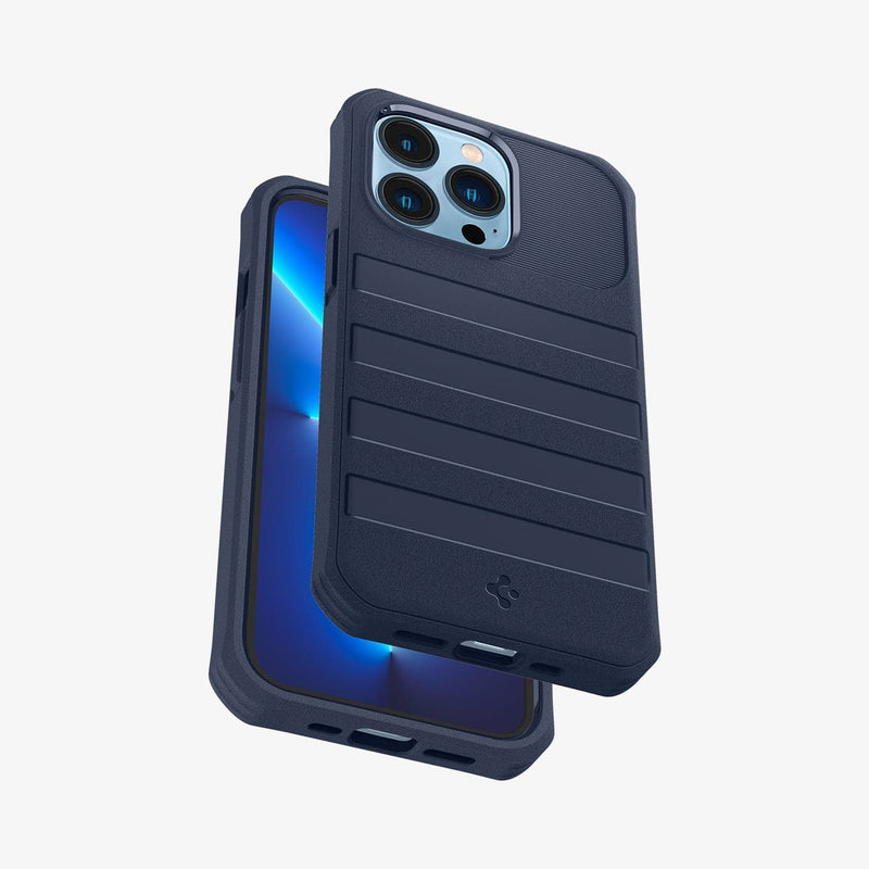 ACS03292 - iPhone 13 Pro Case Geo 360 in navy blue showing the back, front and bottom