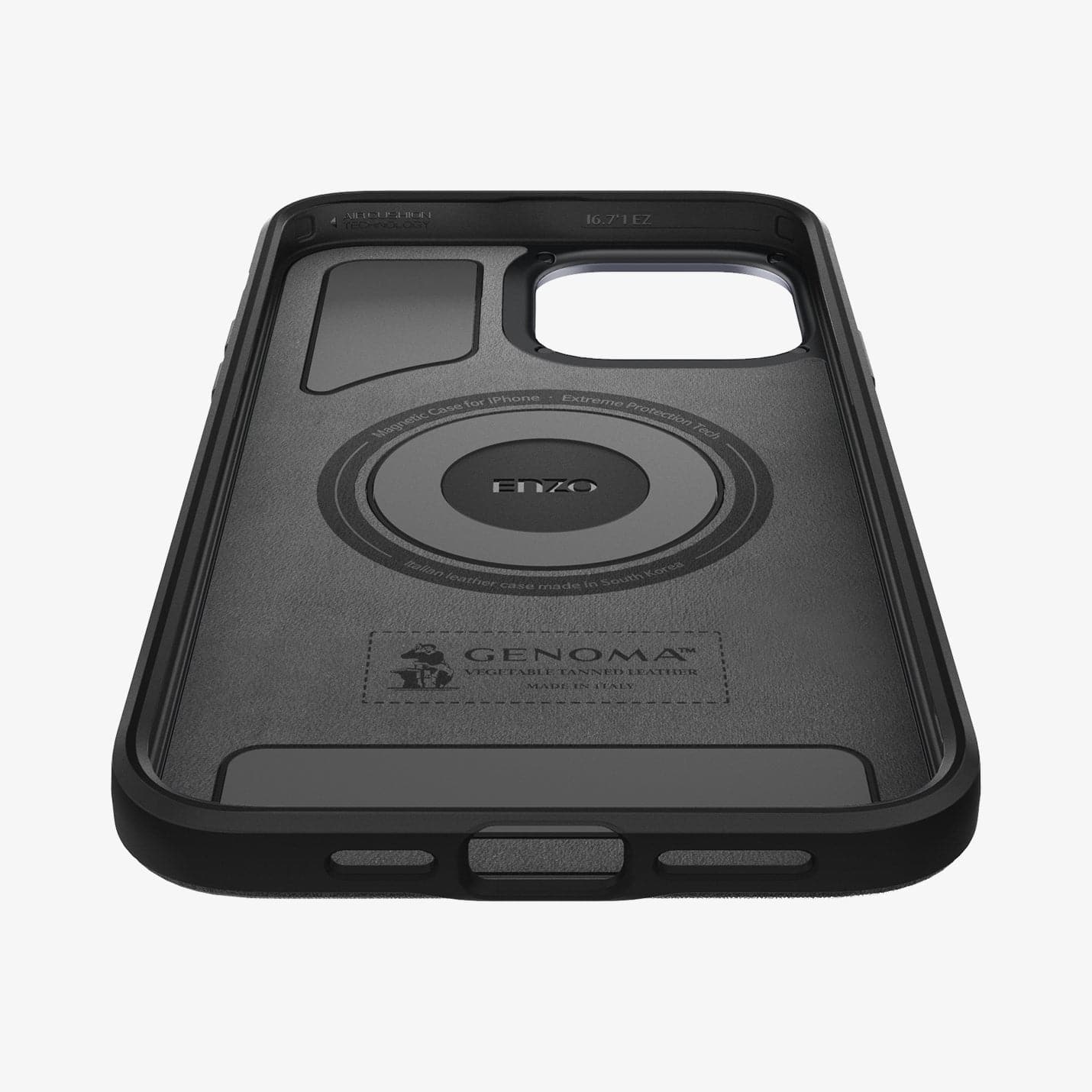 ACS03233 - iPhone 13 Pro Max Case Enzo in black showing the inside and bottom