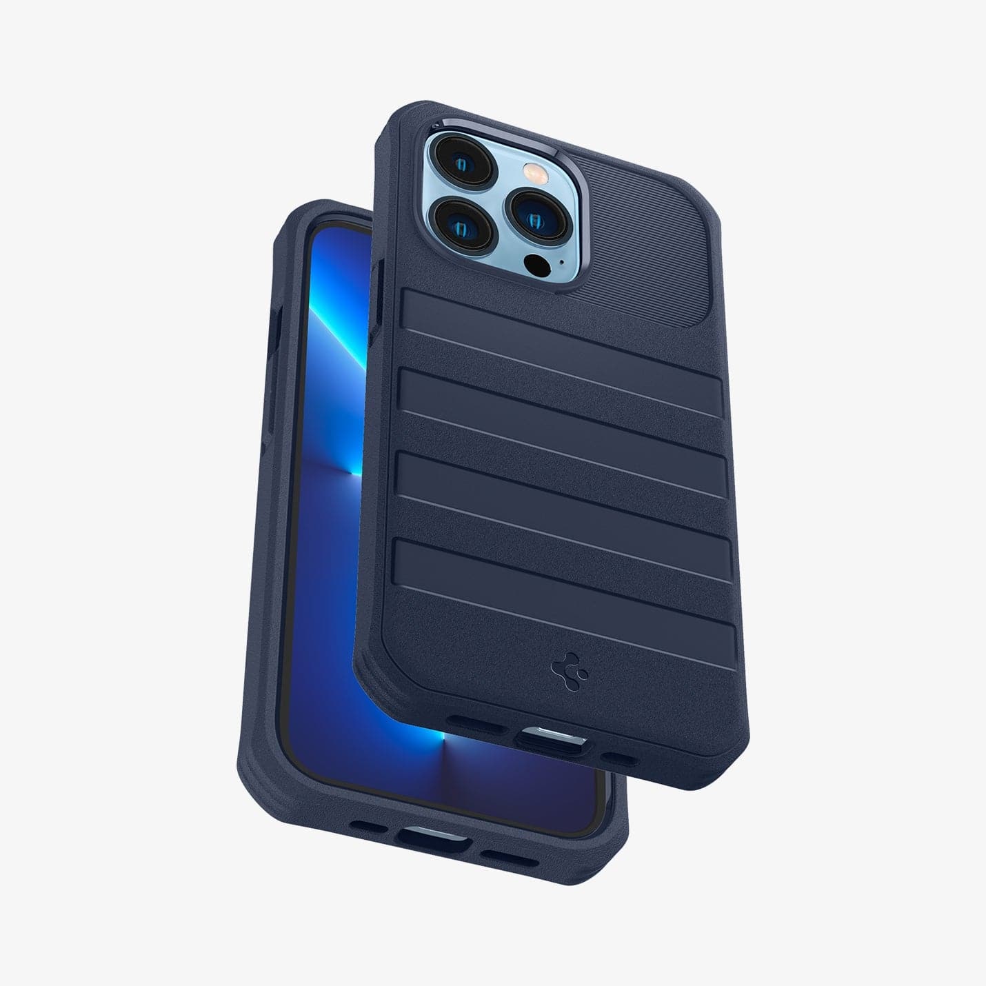 ACS03234 - iPhone 13 Pro Max Case Geo 360 in navy blue showing the back, front and bottom