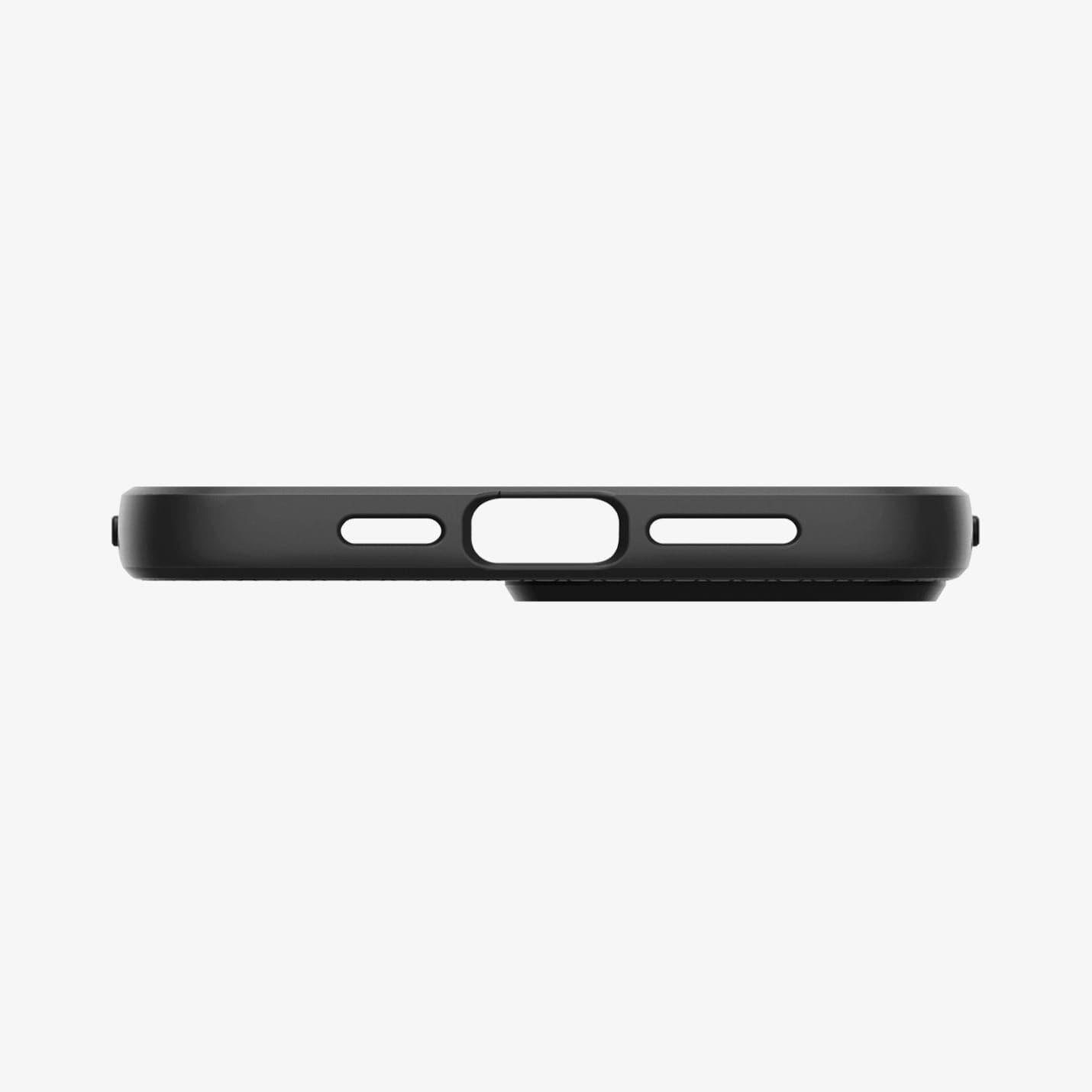 ACS03201 - iPhone 13 Pro Max Case Liquid Air in black showing the bottom with precise cutouts
