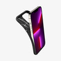 ACS03258 - iPhone 13 Pro Case Liquid Air in matte black showing the flexible back and side