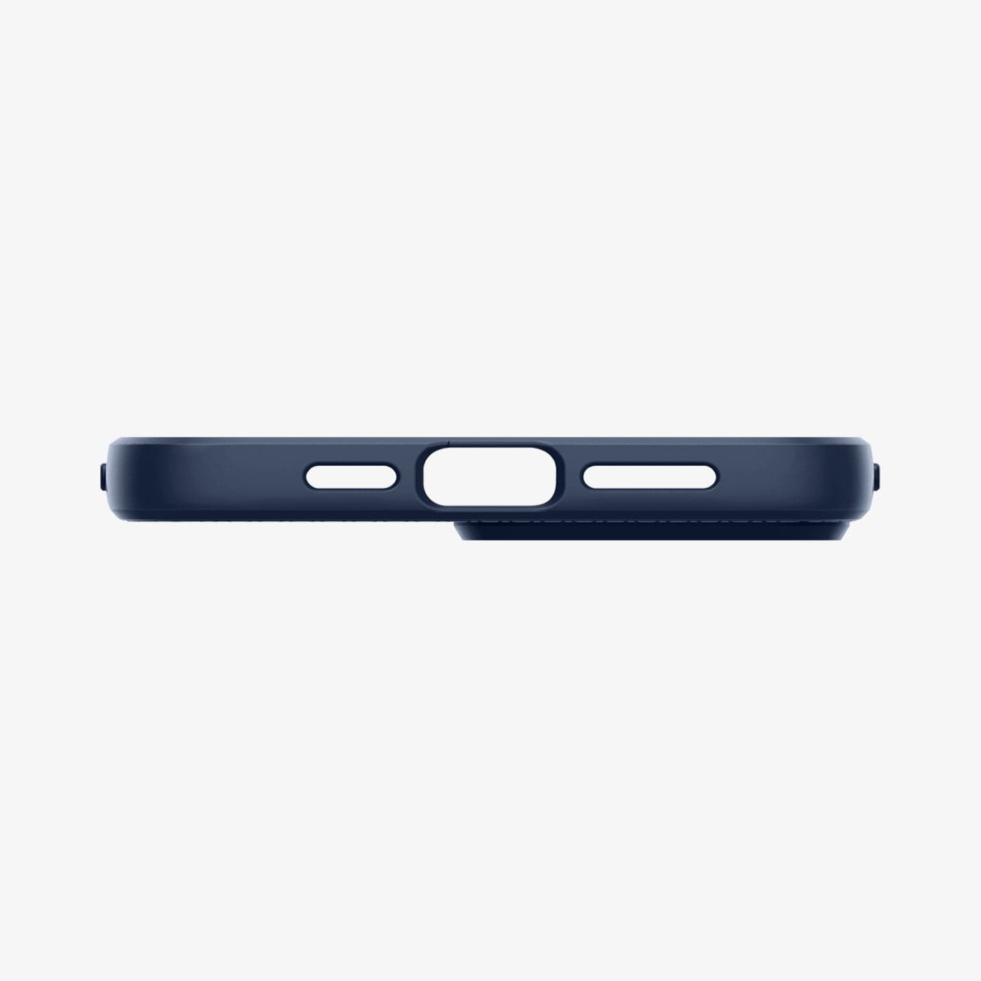 ACS03202 - iPhone 13 Pro Max Case Liquid Air in navy blue showing the bottom with precise cutouts