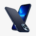 ACS03202 - iPhone 13 Pro Max Case Liquid Air in navy blue showing the back, side, front and top