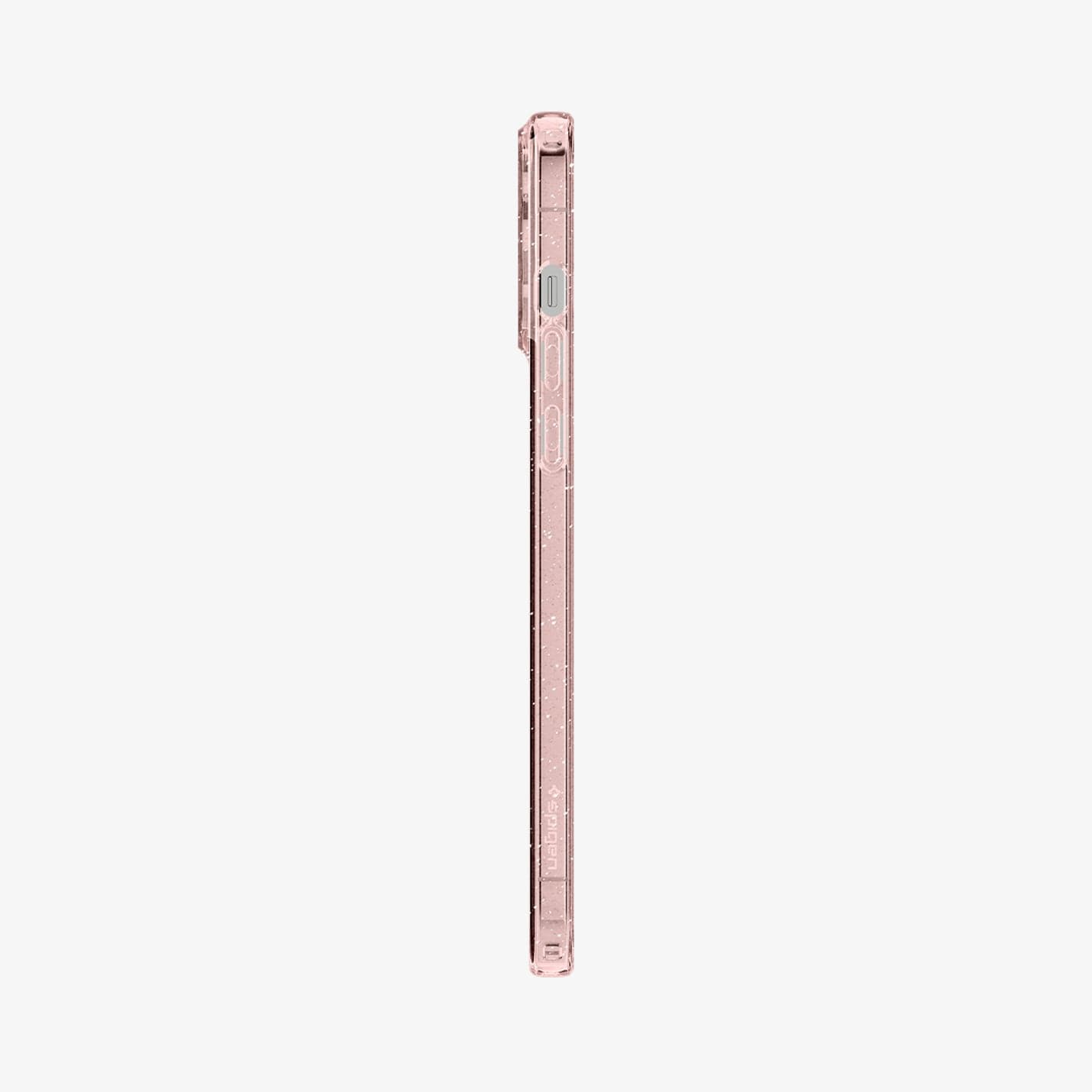 ACS03199 - iPhone 13 Pro Max Case Liquid Crystal Glitter in rose quartz showing the side with volume controls