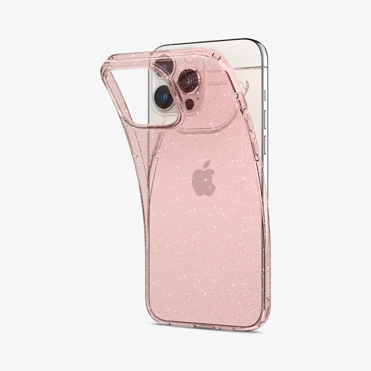 ACS03199 - iPhone 13 Pro Max Case Liquid Crystal Glitter in rose quartz showing the flexible back
