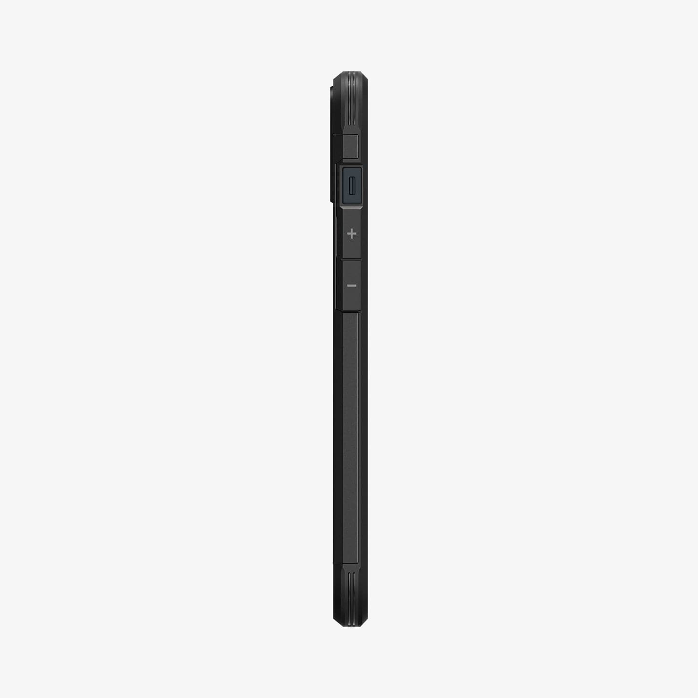 ACS04915 - iPhone 14 Plus Case Tough Armor (MagFit) in black showing the side with volume controls