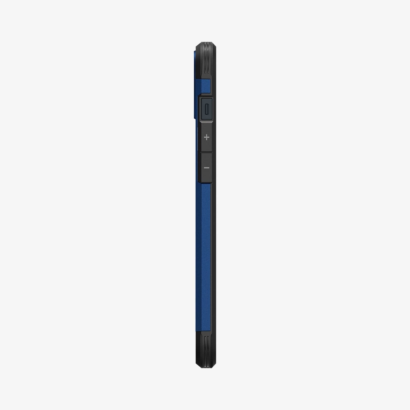ACS04917 - iPhone 14 Plus Case Tough Armor (MagFit) in navy blue showing the side with volume controls