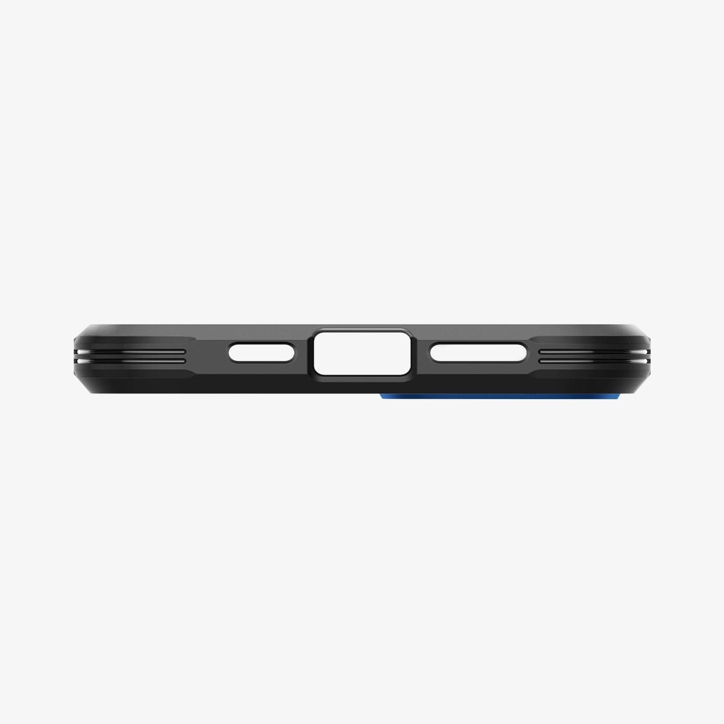 ACS04917 - iPhone 14 Plus Case Tough Armor (MagFit) in navy blue showing the bottom with precise cutouts