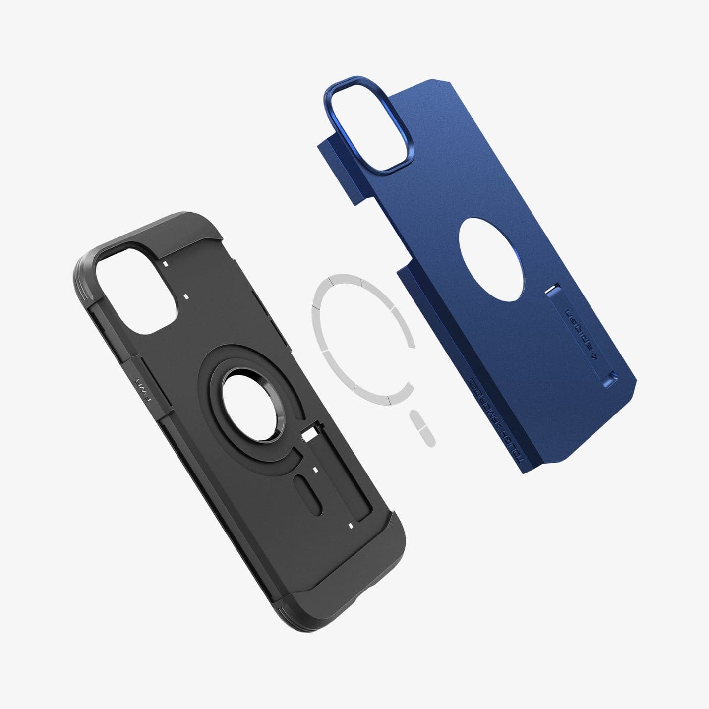 ACS04917 - iPhone 14 Plus Case Tough Armor (MagFit) in navy blue showing the multiple magsafe layers of back