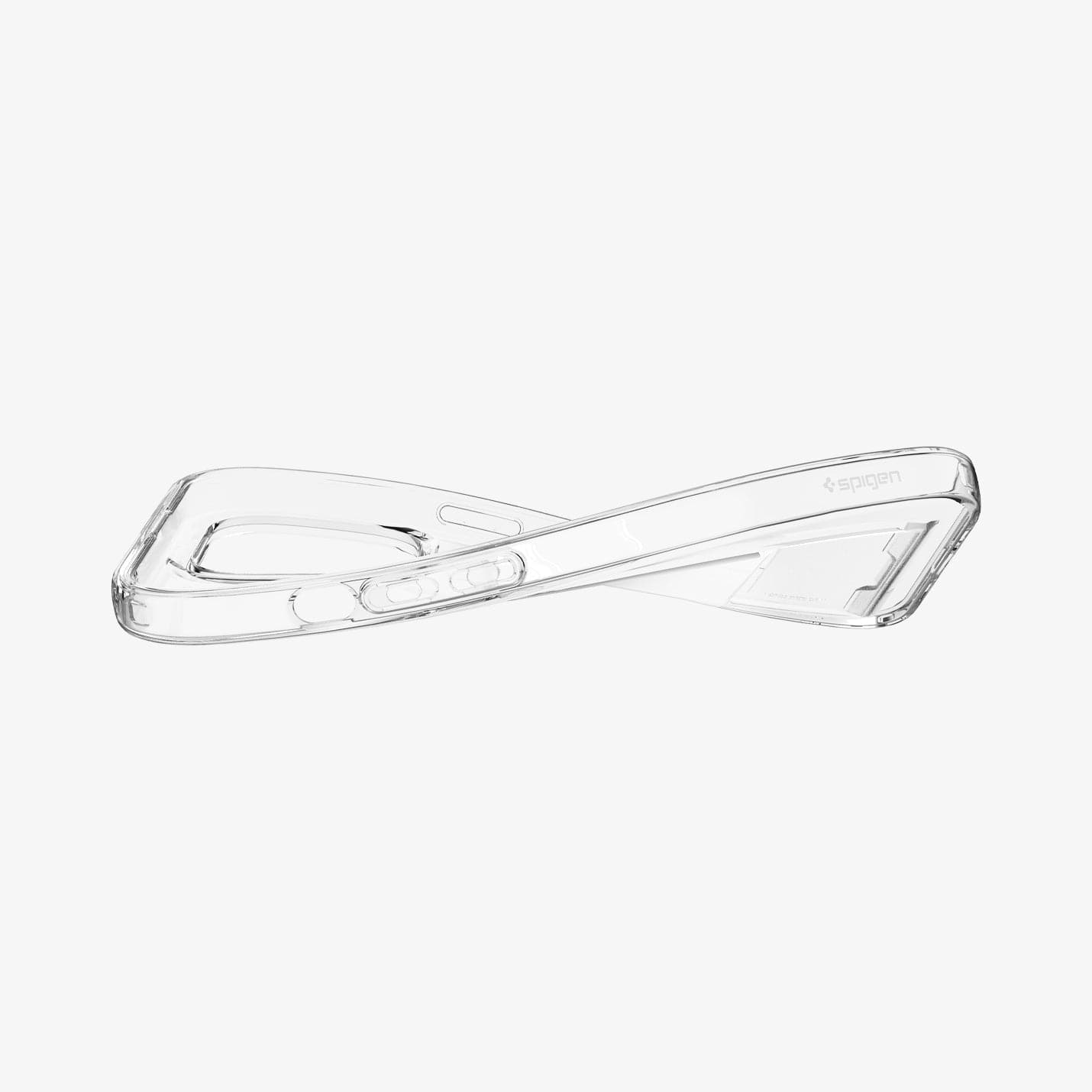 ACS04976 - iPhone 14 Pro Case Crystal Slot in crystal clear showing the case bending to show the flexibility